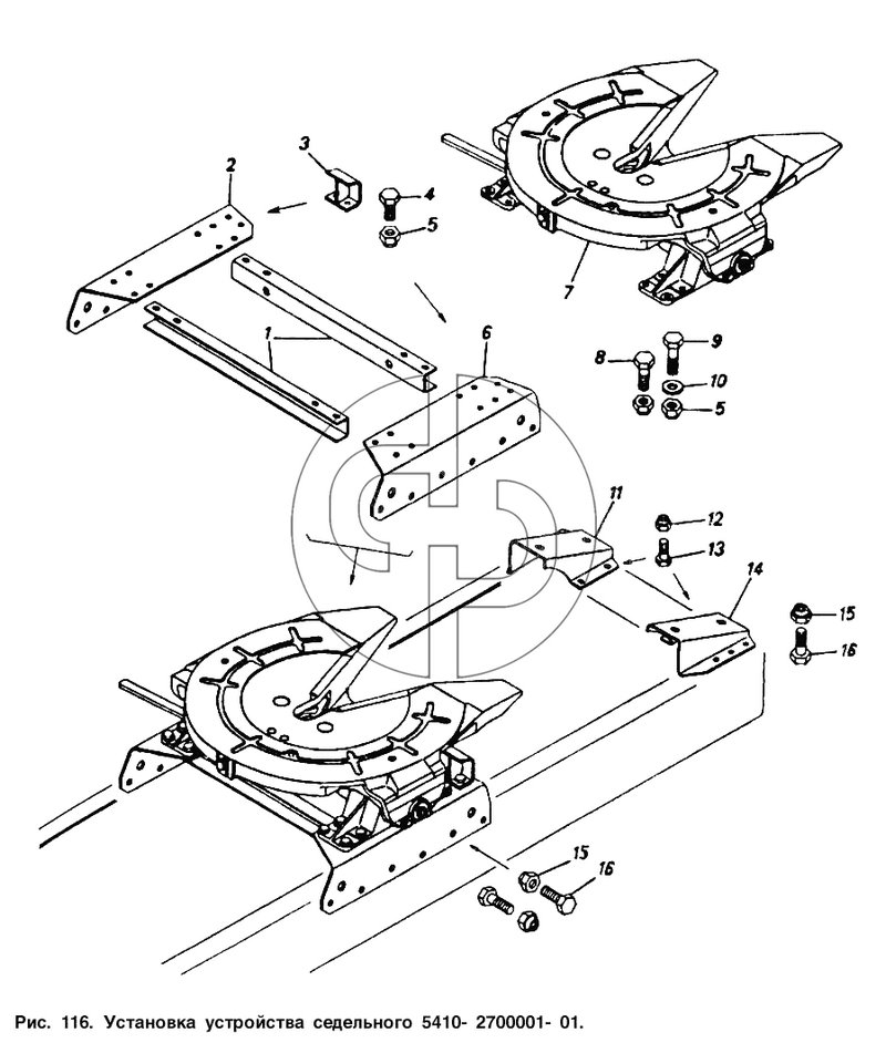 Установка устройства седельного 5410-2700001-01 (№3 на схеме)