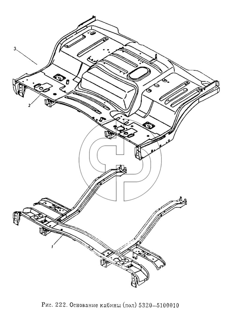 Основание кабины (пол) (№5320-5101257 на схеме)