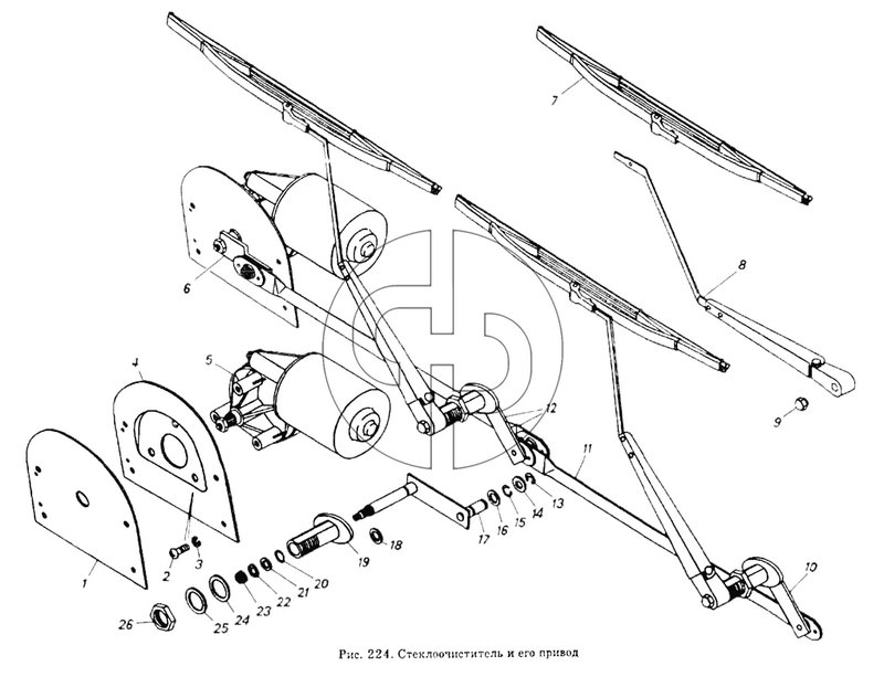 Стеклоочиститель и его привод (№5320-5206062 на схеме)