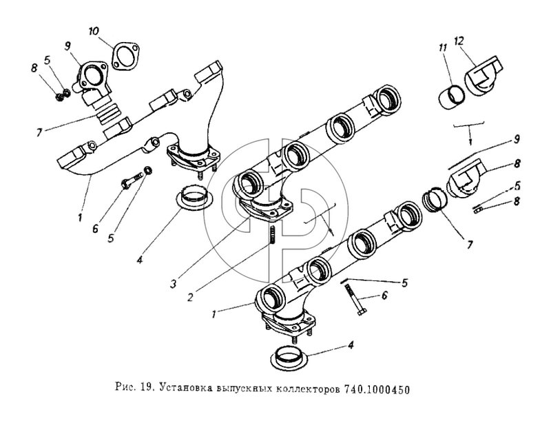Установка выпускных коллекторов (№11 на схеме)