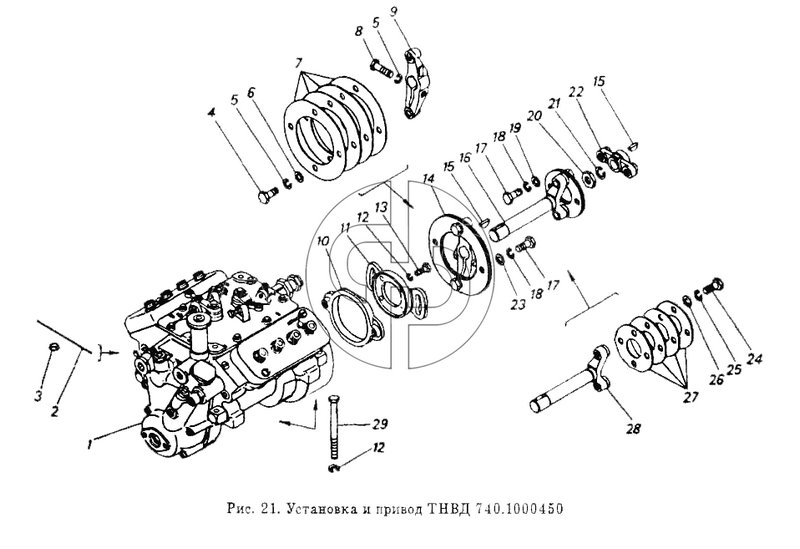Установка и привод ТНВД (№11 на схеме)