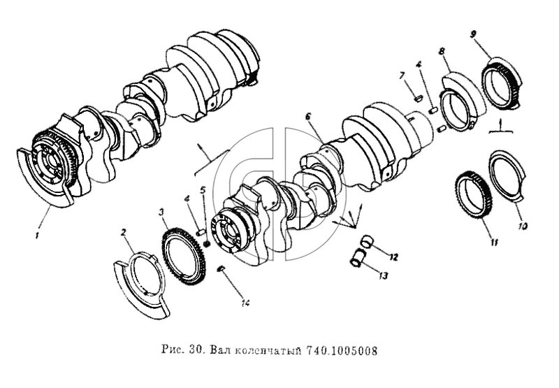 Вал коленчатый (№14 на схеме)