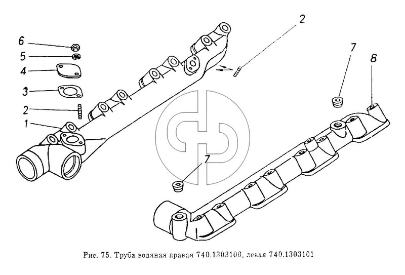 Труба водяная правая и левая (№3 на схеме)
