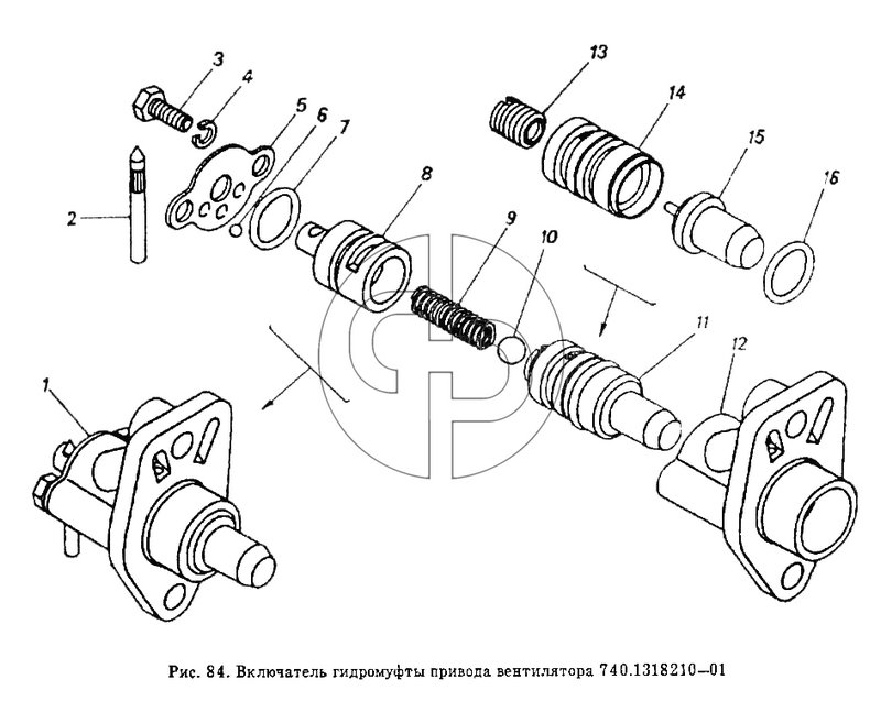 Включатель гидромуфты привода вентилятора (№1 на схеме)