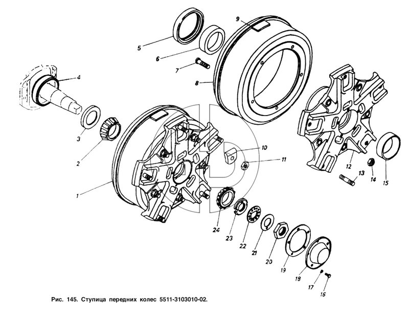 Ступица передних колес (№11 на схеме)