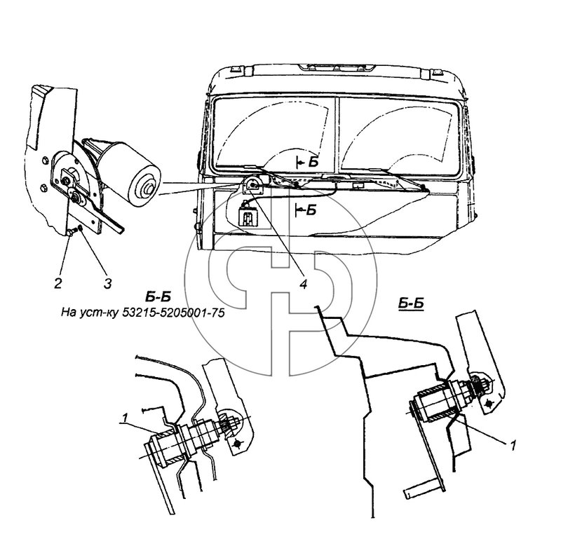 Установка стеклоочистителя (№2 на схеме)