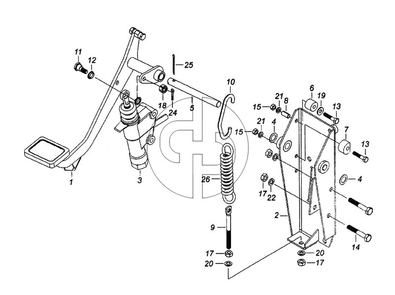 Педаль сцепления с кронштейном и главным цилиндром (№26 на схеме)