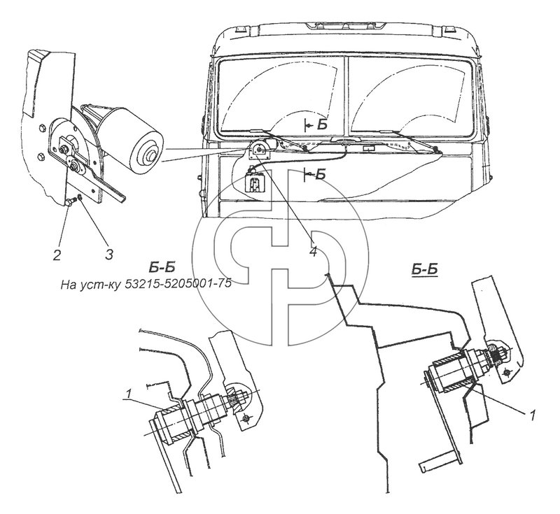 53205-5205001 Установка стеклоочистителя (№2 на схеме)