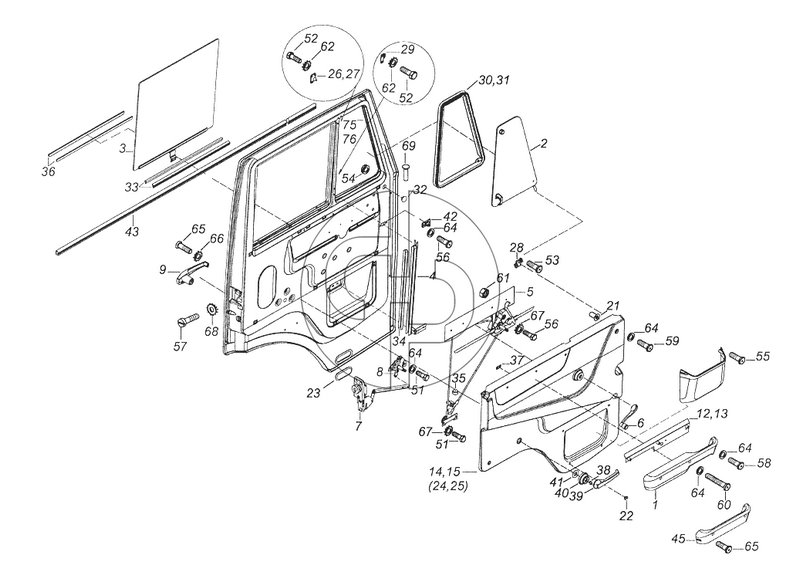 53205-6100005 Установка стекол и арматуры двери левой (№43 на схеме)