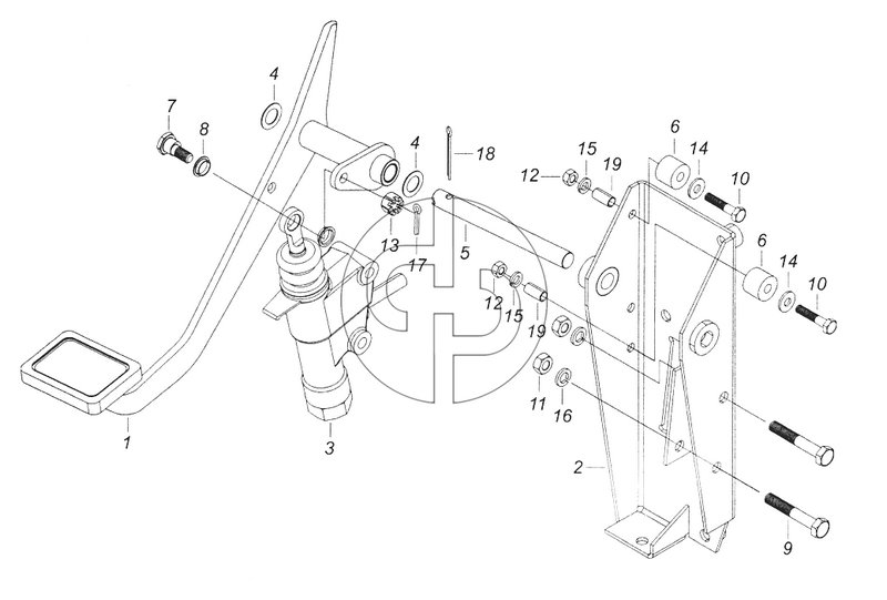 5320-1602008 Педаль сцепления с кронштейном и главным цилиндром (№7 на схеме)