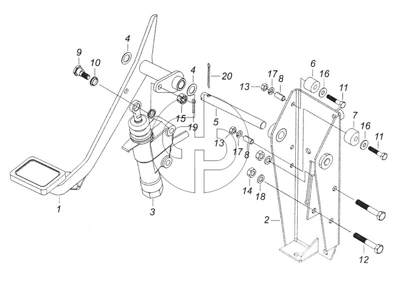 5320-1602008-10 Педаль сцепления с кронштейном и главным цилиндром (№9 на схеме)