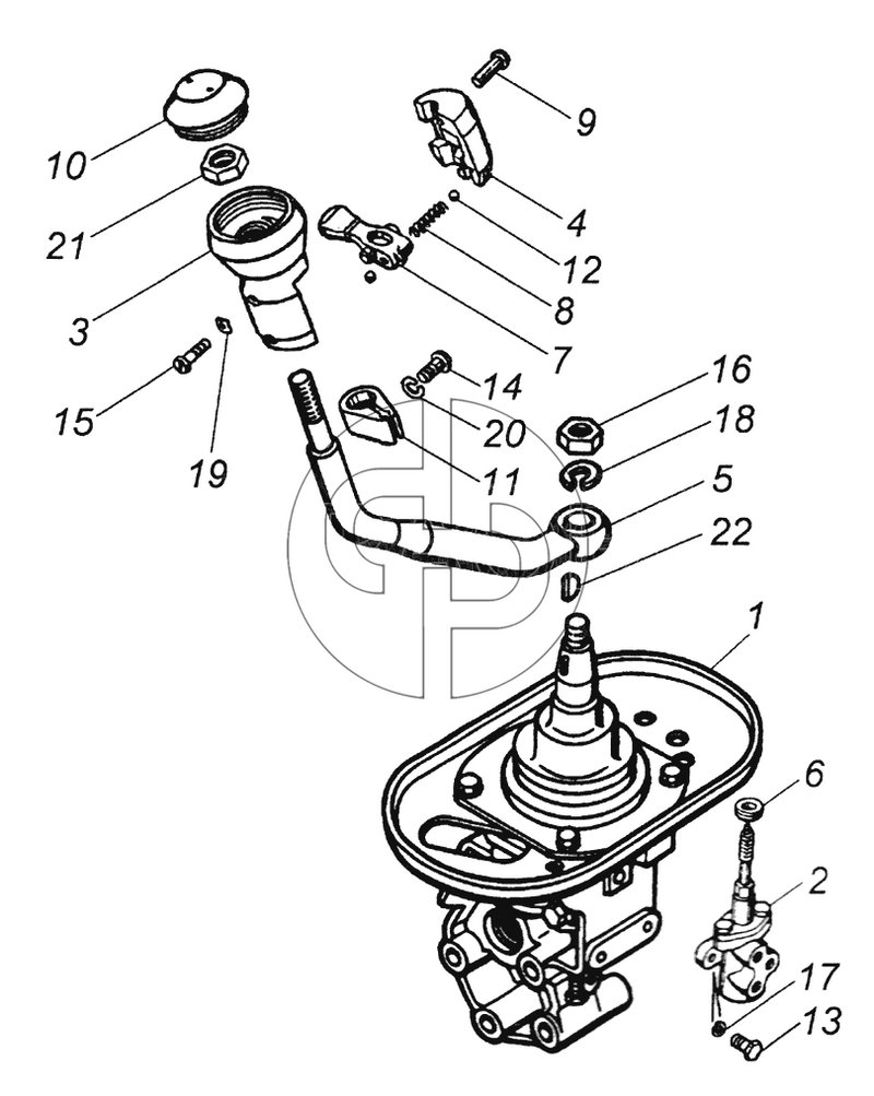 15.1703204 Опора рычага переключения передач с рычагом и краном управления (№22 на схеме)