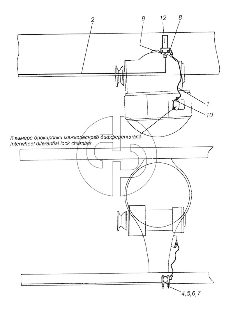 4326-2411020 Привод блокировки межколесного дифференциала (№8 на схеме)