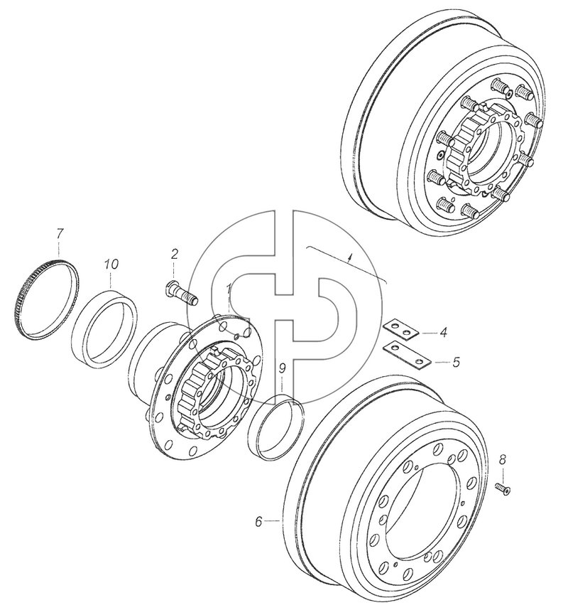 43114-3103010-12 Ступица колеса с барабаном тормоза (№6 на схеме)