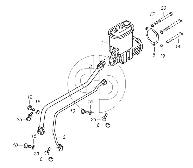 7406.3407001 Установка насоса гидроусилителя руля (№23 на схеме)