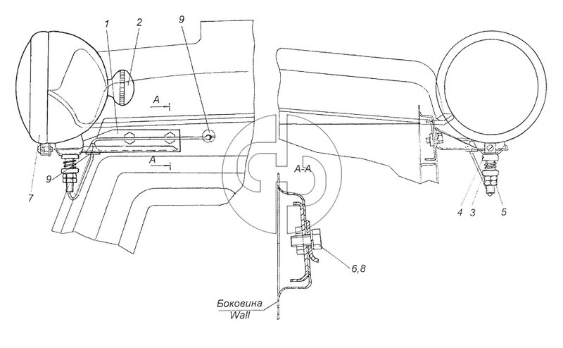 4310-3727002 Установка прожектора (№7 на схеме)