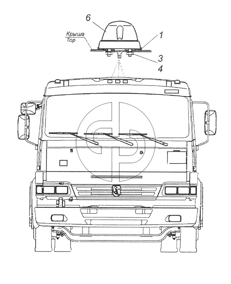 53205-3738001 Установка фонарей автопоезда (№1 на схеме)