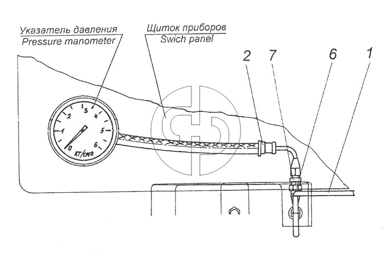 4310-3816001 Установка трубопроводов к шинному манометру (№7 на схеме)
