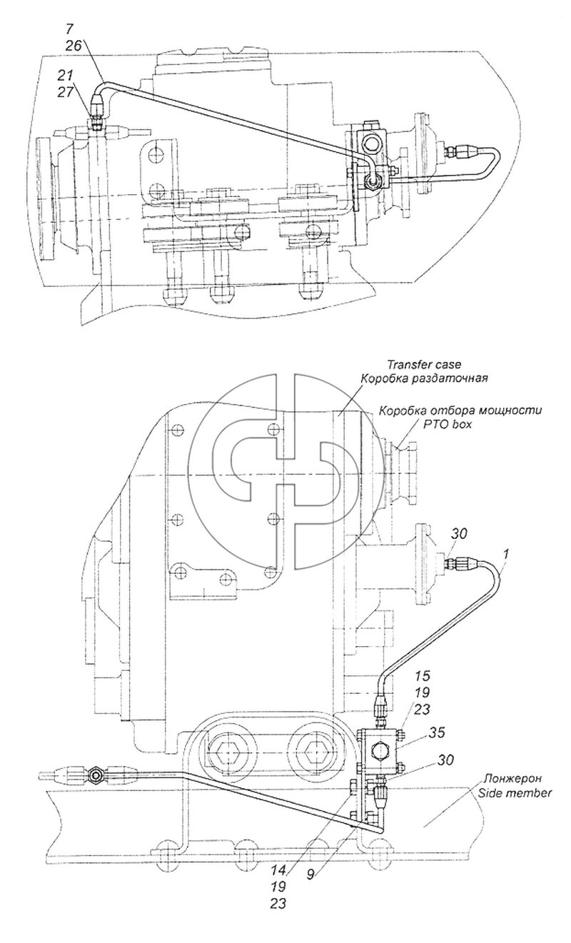 43114-4202002-10 Установка управления коробкой отбора мощности (№1 на схеме)