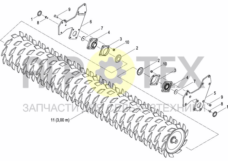 Чертеж PACKER ROLLER ?500 MC-DRILL (OPTIONAL) Only 3m