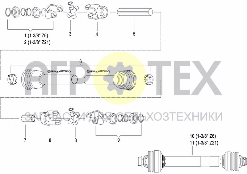 Чертеж PTO DRIVE SHAFT