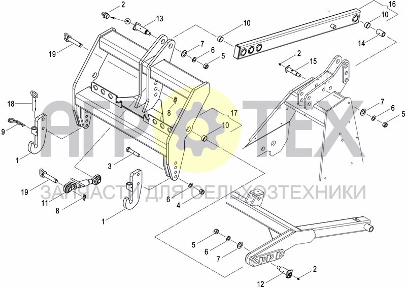 Чертеж HYDRAULIC SEEDER HITCH HL25