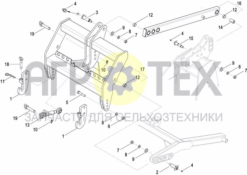 Чертеж HYDRAULIC SEEDER HITCH HL25