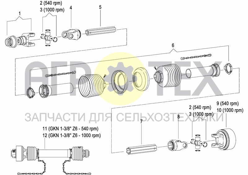 Чертеж PTO DRIVE SHAFT