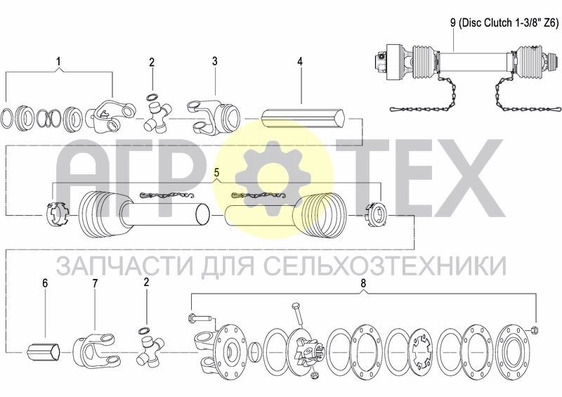 Чертеж PTO DRIVE SHAFT