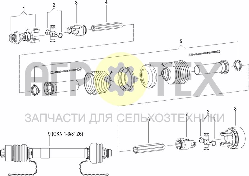 Чертеж PTO DRIVE SHAFT