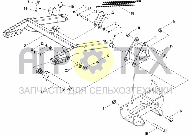 Чертеж HYDRAULIC SEEDER HITCH HL25