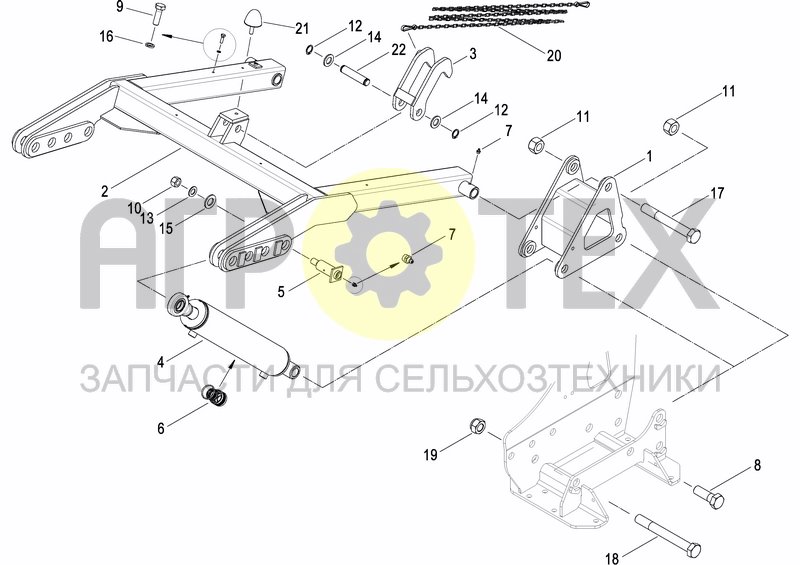 Чертеж HYDRAULIC SEEDER HITCH HL25