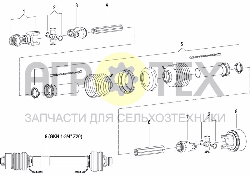 Чертеж PTO DRIVE SHAFT