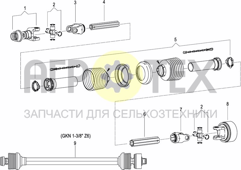 Чертеж PTO DRIVE SHAFT