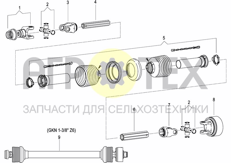 Чертеж PTO DRIVE SHAFT