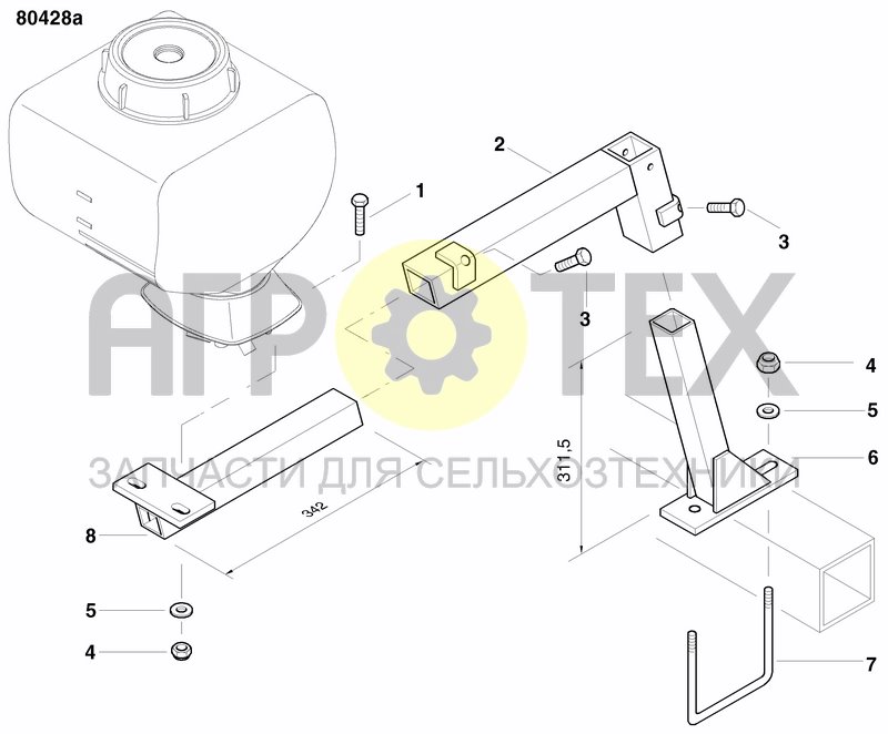 Чертеж BRACKET GRANULAR APPLICATOR