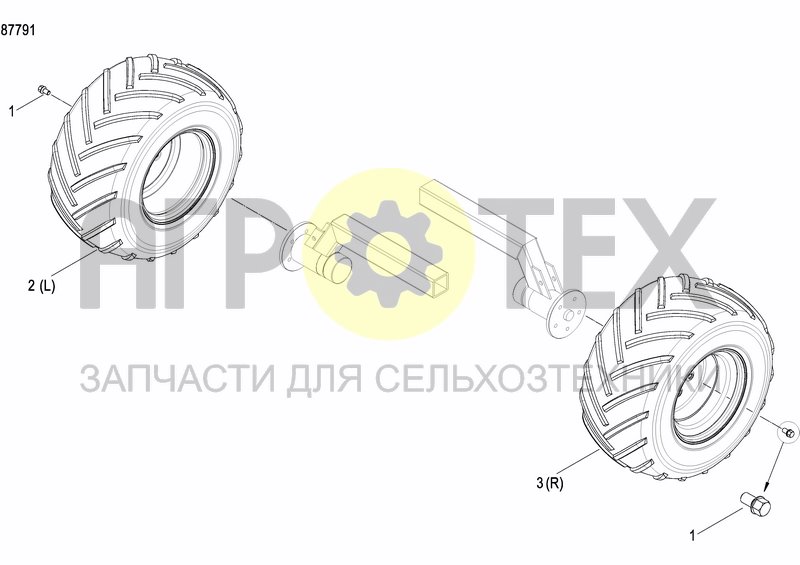 Чертеж AXLE AND WHEELS