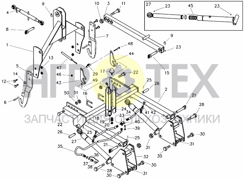 Чертеж HYDRAULIC SEEDER HITCH