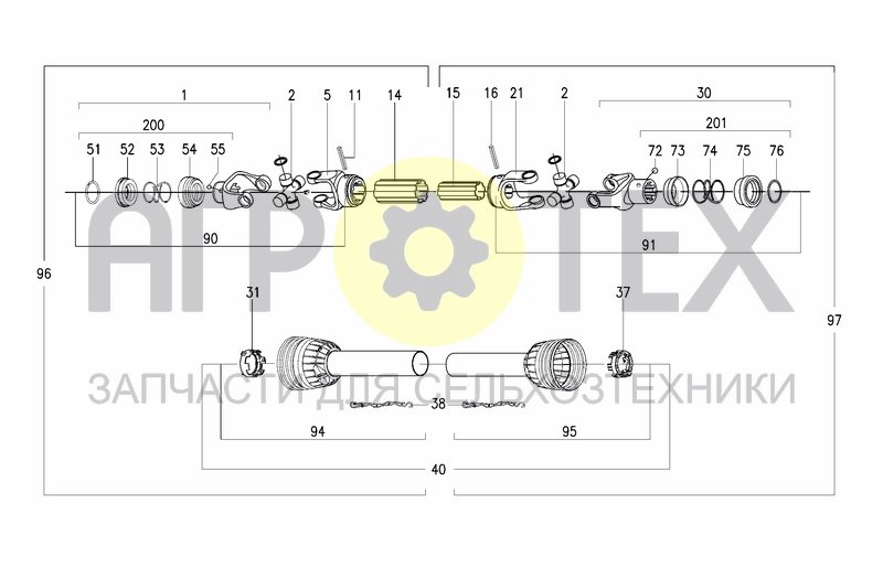 Чертеж DRIVELINE COMER MA00055E866