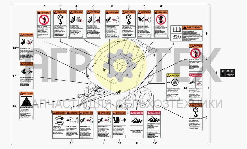 Чертеж KIT ANSI DECALS FR