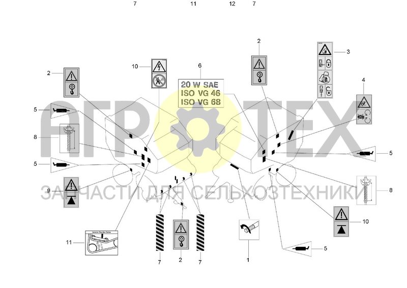 Чертеж DECALS FOR FRONT AREA