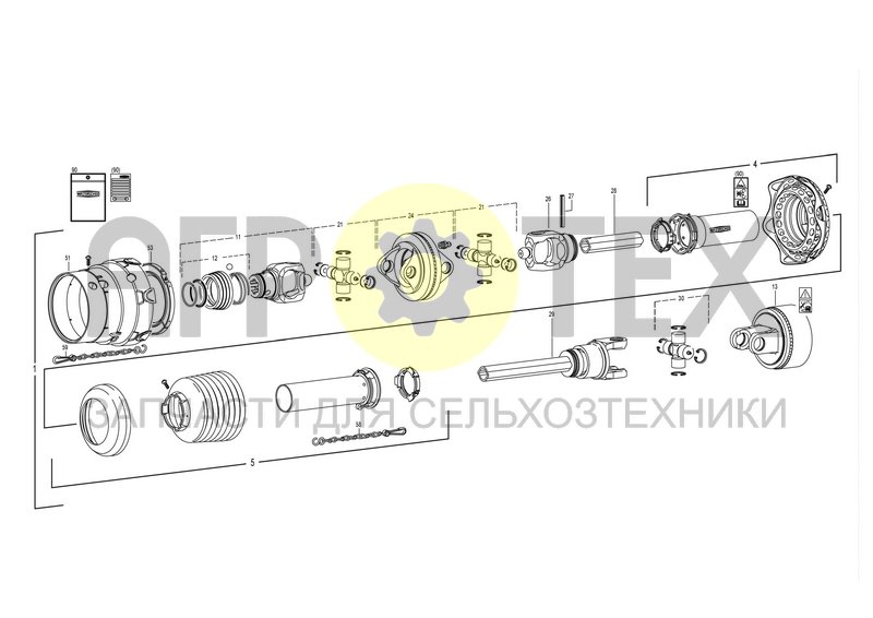 Чертеж PTO DRIVE SHAFT - 540 RPM