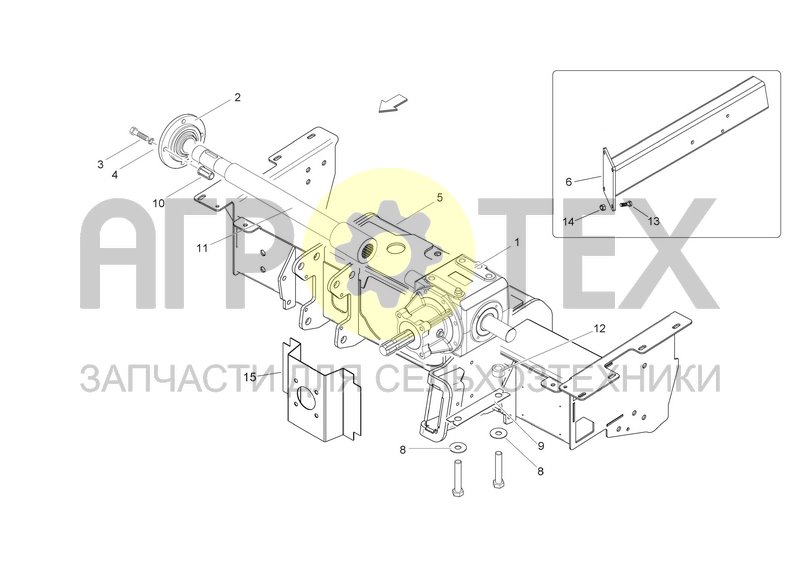 Чертеж FRONT BAR AND GEARBOX