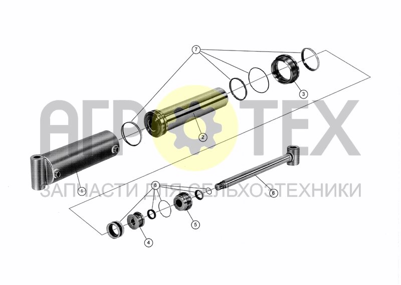 Чертеж CYLINDER D95X445 (TELESCOPIC) (BEFORE 01.08.00)