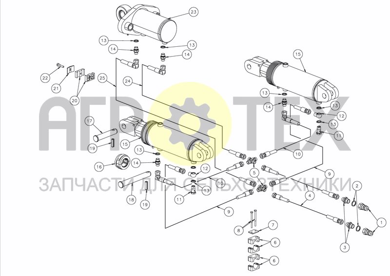 Чертеж HYDRAULICS TOP LINK + WHEELS MOUNTED TOGETHER