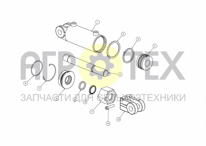 Чертеж CYLINDER D75X130 (90° CONNECTORS; FROM 01.09.99)