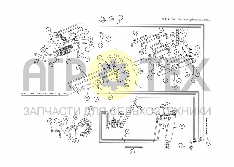 Чертеж HYDRAULICS HS-200 + WORKING WIDTH & FRONT FURROW