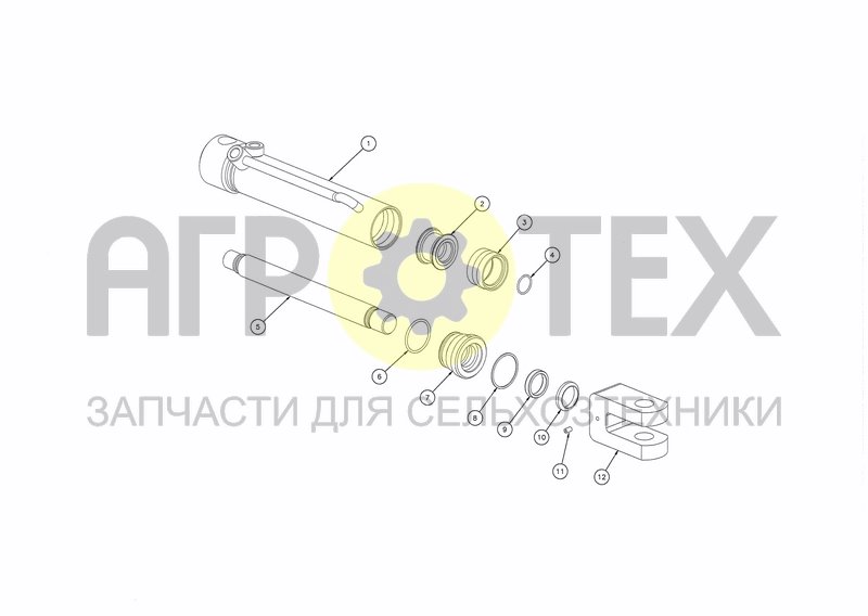 Чертеж CYLINDER D50X200 (FRONT FURROW)