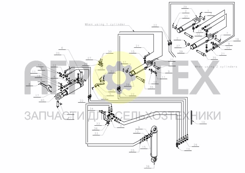 Чертеж HYDRAULICS HS-300 + FRONT FURROW (FROM 01.04.00)