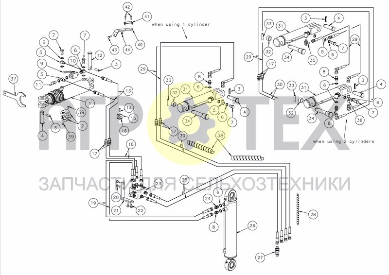 Чертеж HYDRAULICS HS-300 + SEQ. VALVE & FRONT FURR. ADJ.